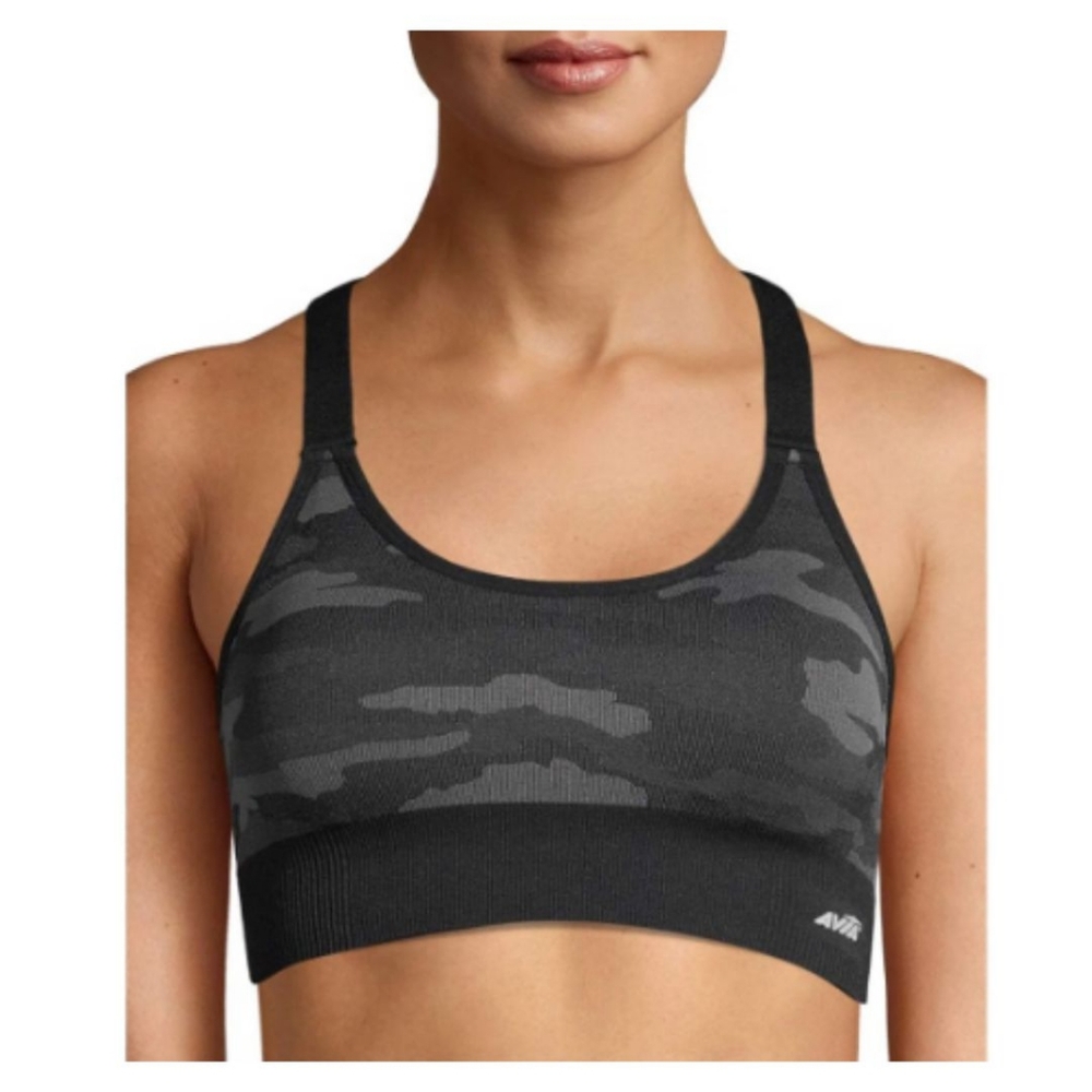 Avia Black and Gray‎ Sports Bra with Racerback Design